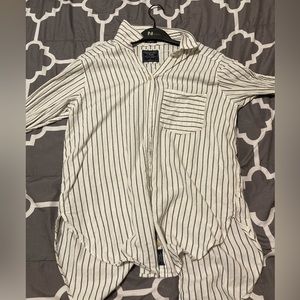 Women’s Black and White Stripe Oversized Boyfriend Shirt - Abercrombie and Fitch